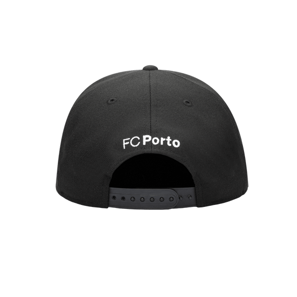 Back view of the FC Porto Hit Snapback with high crown, flat peak, and snapback closure, in Black